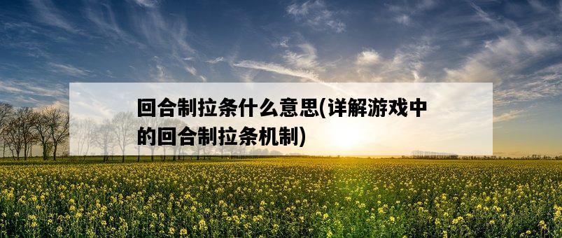 回合制拉條什么意思，詳解游戲中的回合制拉條機制-圖1