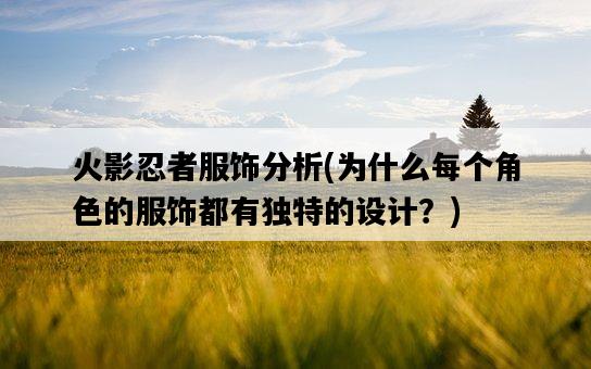 火影忍者服飾分析，為什么每個角色的服飾都有獨特的設計？-圖1