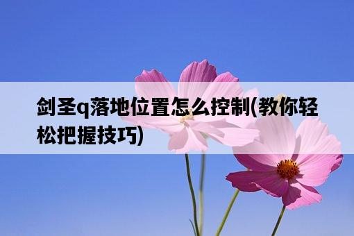 劍圣q落地位置怎么控制，教你輕松把握技巧-圖1