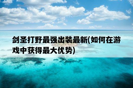 劍圣打野最強出裝最新，如何在游戲中獲得最大優勢-圖1
