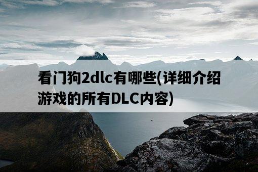 看門狗2dlc有哪些，詳細介紹游戲的所有DLC內容-圖1