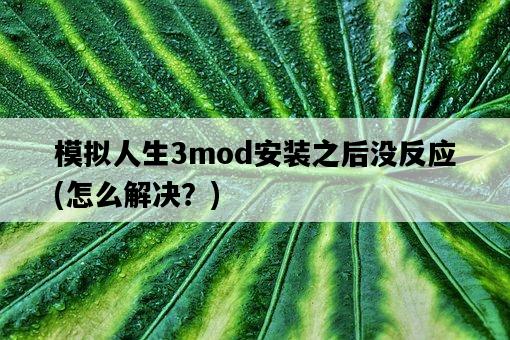 模擬人生3mod安裝之后沒反應，怎么解決？-圖1