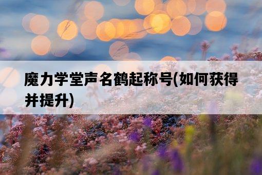 魔力學堂聲名鶴起稱號，如何獲得并提升-圖1