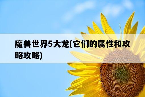 魔獸世界5大龍，它們的屬性和攻略攻略-圖1