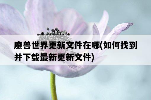 魔獸世界更新文件在哪，如何找到并下載最新更新文件-圖1