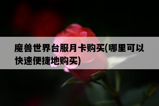 魔獸世界臺服月卡購買，哪里可以快速便捷地購買-圖1