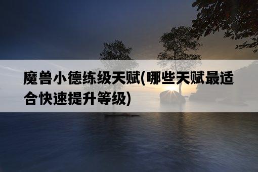 魔獸小德練級天賦，哪些天賦最適合快速提升等級-圖1