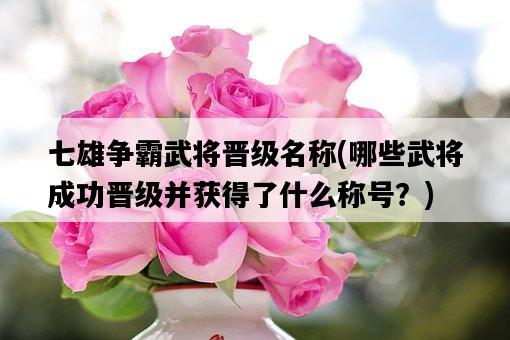 七雄爭霸武將晉級名稱，哪些武將成功晉級并獲得了什么稱號？-圖1