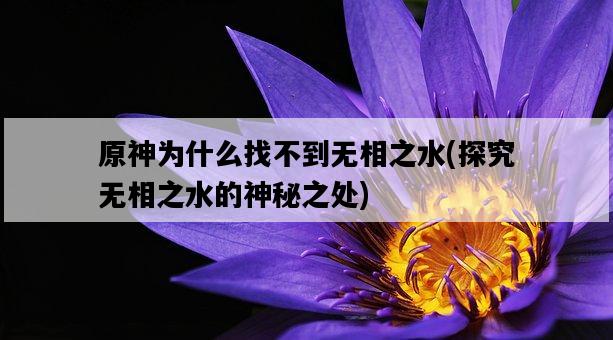 原神為什么找不到無相之水，探究無相之水的神秘之處-圖1