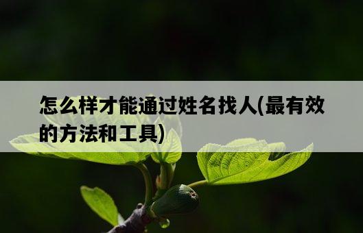 怎么樣才能通過姓名找人，最有效的方法和工具-圖1