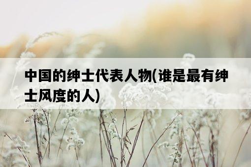 中國的紳士代表人物，誰是最有紳士風度的人-圖1