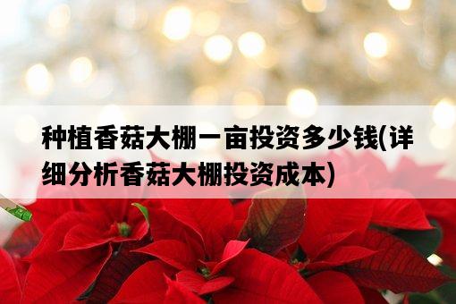 種植香菇大棚一畝投資多少錢，詳細分析香菇大棚投資成本-圖1