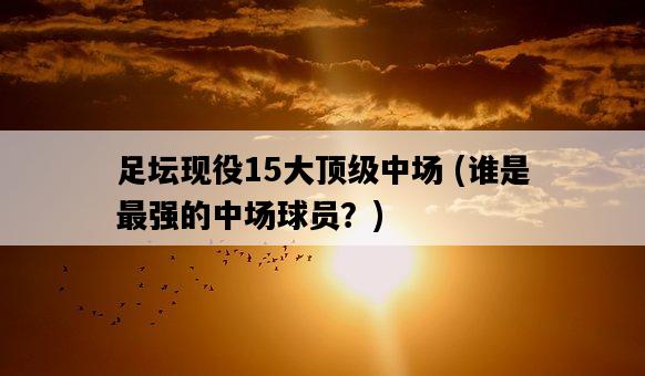 足壇現役15大頂級中場 ，誰是最強的中場球員？-圖1