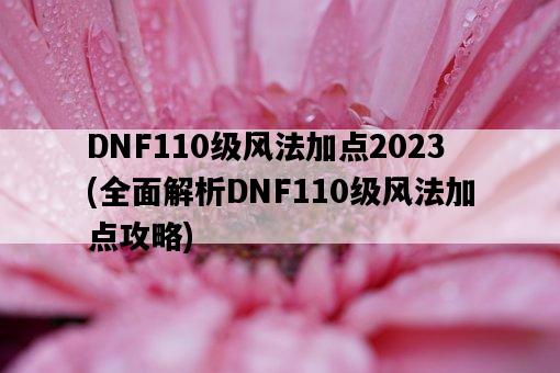 DNF110級風法加點2023，全面解析DNF110級風法加點攻略-圖1