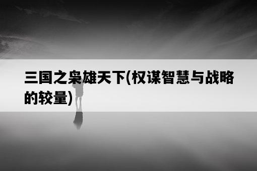 三國之梟雄天下，權謀智慧與戰略的較量-圖1