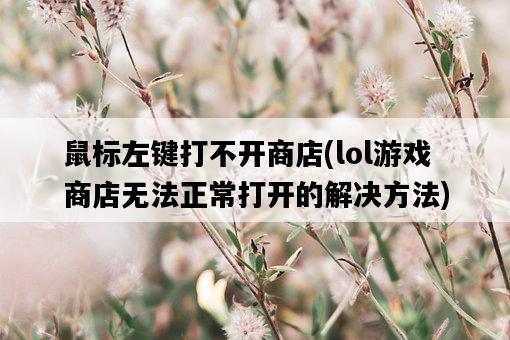 鼠標左鍵打不開商店，lol游戲商店無法正常打開的解決方法-圖1