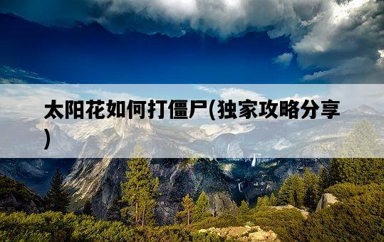 太陽花如何打僵尸，獨家攻略分享-圖1