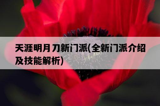 天涯明月刀新門派，全新門派介紹及技能解析-圖1