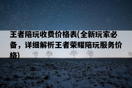 王者陪玩收費價格表，全新玩家必備，詳細解析王者榮耀陪玩服務價格-圖1