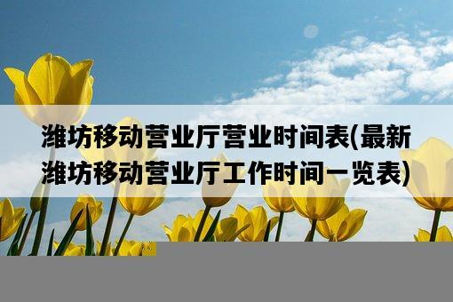濰坊移動營業廳營業時間表，最新濰坊移動營業廳工作時間一覽表-圖1